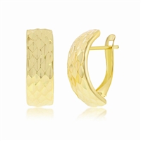 14K Yellow Gold Wide Diamond-Cut Half Hoop Earrings