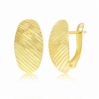 14K Yellow Gold Lined Oval 17mm Hoop Earrings