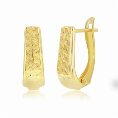 14K Yellow Gold Diamond-Cut 13mm Hoop Earrings