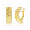 14K Yellow Gold Checkered Hoop Earrings