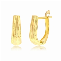 14K Yellow Gold Rectangle D-C Hoop Earrings