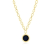 14K Yellow Gold, Round Onyx Paperclip Necklace