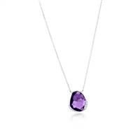 14K White Gold, 2.92ct Amethyst, Diamond Necklace - 4 Stones