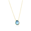 14K Yellow Gold, 3.84ct Blue Topaz, Diamond Necklace - 4 Stones