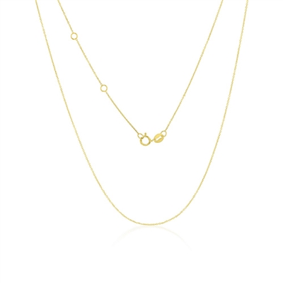 14K Yellow Gold 0.68mm, Double Ring Extension, Diamond-Cut Cable Chain