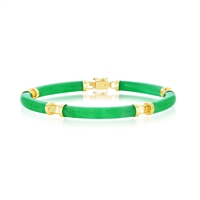 14K Yellow Gold Jade Curved Bar Link Bracelet