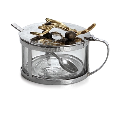 OLIVE BRANCH GOLD CONDIMENT CONTAINER W/ SPOON