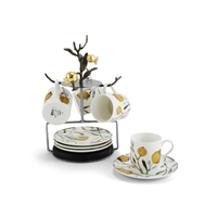 Pomegranate Demitasse Set w/Stand