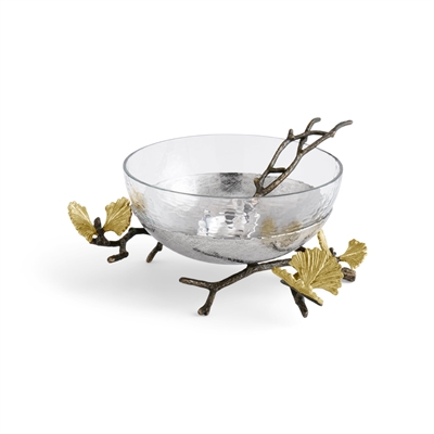 Butterfly Ginkgo Glass Nut Dish w/ Spoon