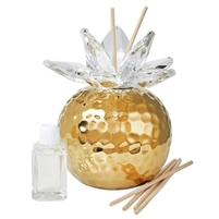 Debora Carlucci Gold Hammered Finish Reed Diffuser w Crystal Lotus and Scent