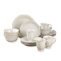 French Perle White 16-Piece Dinnerware Set