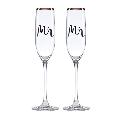 Bridal Party Mr. & Mr. 2-Piece Champagne Flute Set