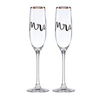 Bridal Party Mrs. & Mrs. 2-piece Champagne Flute Set