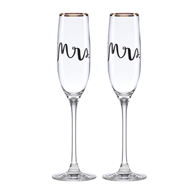 Bridal Party Mrs. & Mrs. 2-piece Champagne Flute Set
