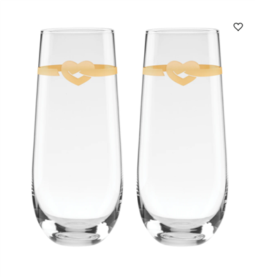 With Love 2-Piece Stemless Toasting Flutes