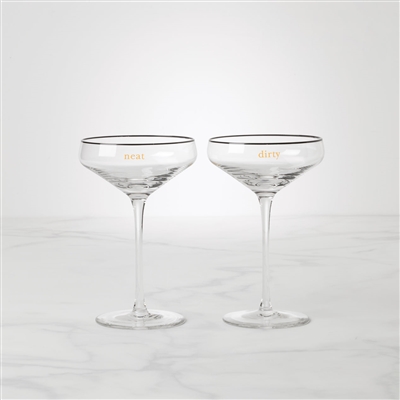Cheers To Us Dirty & Neat Martini Glasses, Set of 2