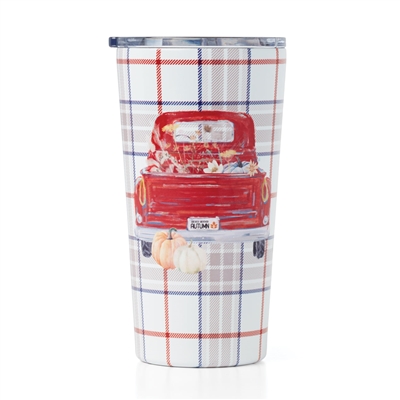 Red Plaid Truck 20 Oz Insulated Tumbler