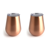 14 Oz Copper Stemless Wine Tumblers, Set Of 2