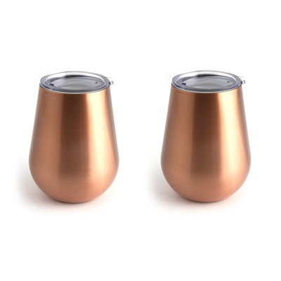 14 Oz Copper Stemless Wine Tumblers, Set Of 2