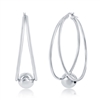 Sterling Silver Large Double Oval with 12mm Bead Earrings