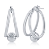 Sterling Silver Double Oval with 8mm Bead Earrings