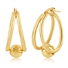 Sterling Silver Double Oval with 8mm Bead Earrings - Gold Plated