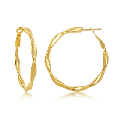 Sterling Silver Gold Plated Twisted Hoop Earrings