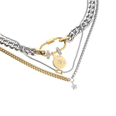 SLEEK CARABINER COSMIC LAYERED NECKLACE SET