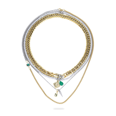 JUST CLICK EMERALD TENNIS LAYERED NECKLACE SET