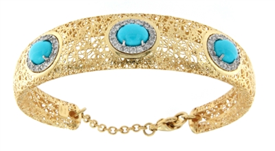 Bracciale con Brillianti Fantasia e Turchesi