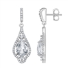 Sterling Silver Large Teardrop 5.55cttw White Topaz with White Topaz Border Earrings