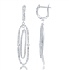 Sterling Silver White Topaz Open Double Oval Earrings