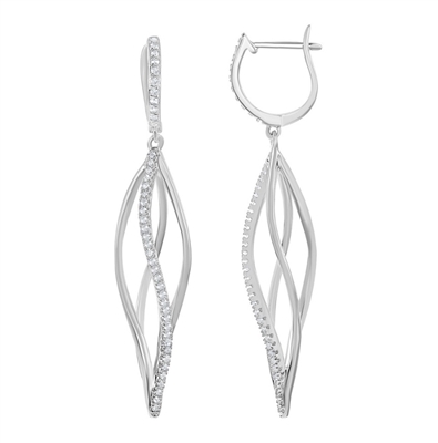 Sterling Silver 2.0 cttw Whtie Topaz Open Twist Bridal Earrings