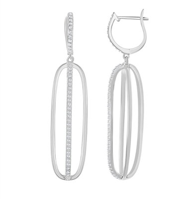 Sterling Silver 1.99 cttw White Topaz Open Dangle Bridal Earrings