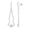 Sterling Silver Thin Long Open 5.30cttw White Topaz Bridal Earrings