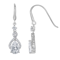 Sterling Silver 3.568 cttw White Topaz Dangling Teardrop Bridal Earrings