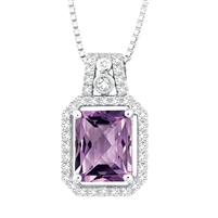 Bellissima Sterling Silver Octagon Amethyst Necklace