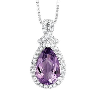 Bellissima Sterling Silver Pear Amethyst Necklace