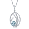 Sterling Silver Triple Open Oval 0.75ctw White Topaz with Round 1.4ctw Sky Blue Necklace
