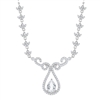 Sterling Silver 3.95 cttw White Topaz Designed Teardrop Bridal Necklace