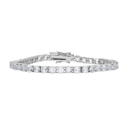 Sterling Silver 4mm Prong-Set Round 8 cttw White Topaz Tennis Bracelet
