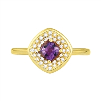 Bellissima Sterling Silver Cushion Amethyst Ring