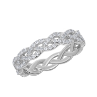 Sterling Silver 0.95cttw White Topaz Braided Design Ring