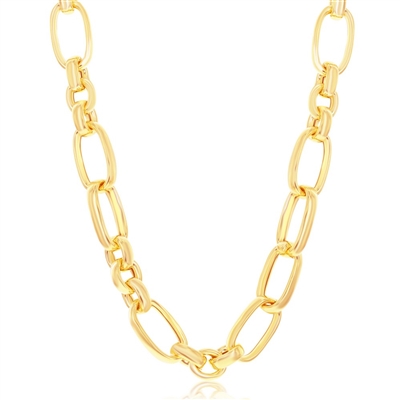 Sterling Silver W/14K Gold Overlay, Large-Link Necklace, MADE IN ITALY