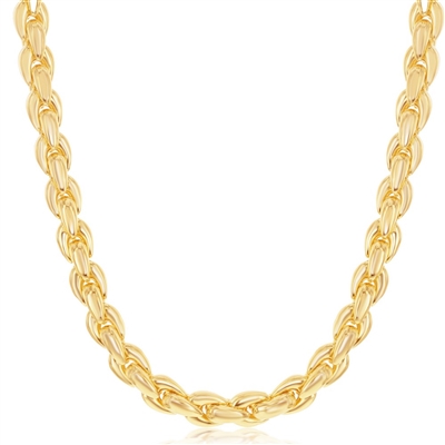 Sterling Silver W/14K Gold Overlay, Oval-Linked Necklace