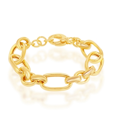 Sterling Silver W/14K Gold Overlay, Large-Link Bracelet