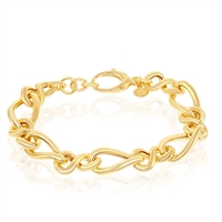 Sterling Silver W/14K Gold Overlay, Alternating Infinity & Twisted Bracelet