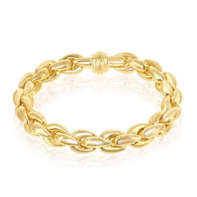 Sterling Silver W/14K Gold Overlay, Oval-Linked Bracelet
