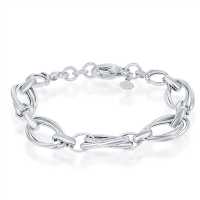 Sterling Silver Double Ovals High Polished Bracelet