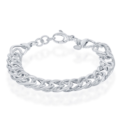 Sterling Silver Polished & Rope Design Bracelet